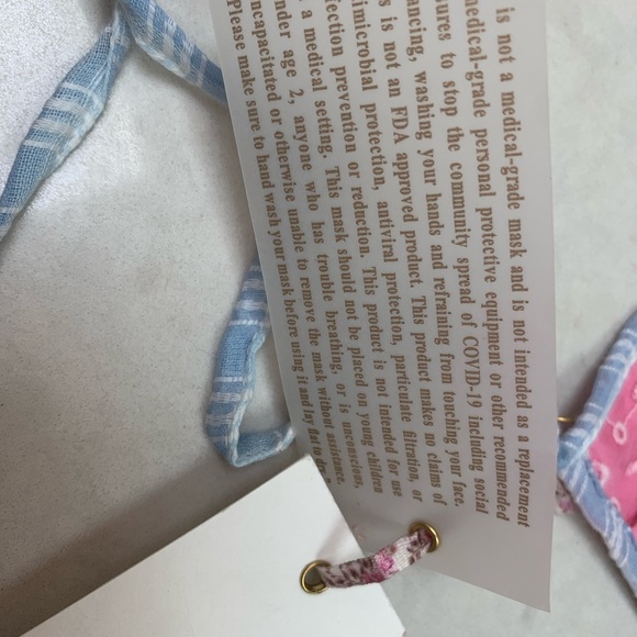 LOVESHACKFANCY💗EMBROIDERED PREPPY PINK/BLUE/WHITE BOW PROTECTIVE FACE MASK TIE - Picture 7 of 11